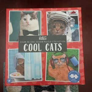 3/$10 🌟 Cool Cats 4 × 250 Piece Jigsaw Puzzle Collection by Professor Puzzle